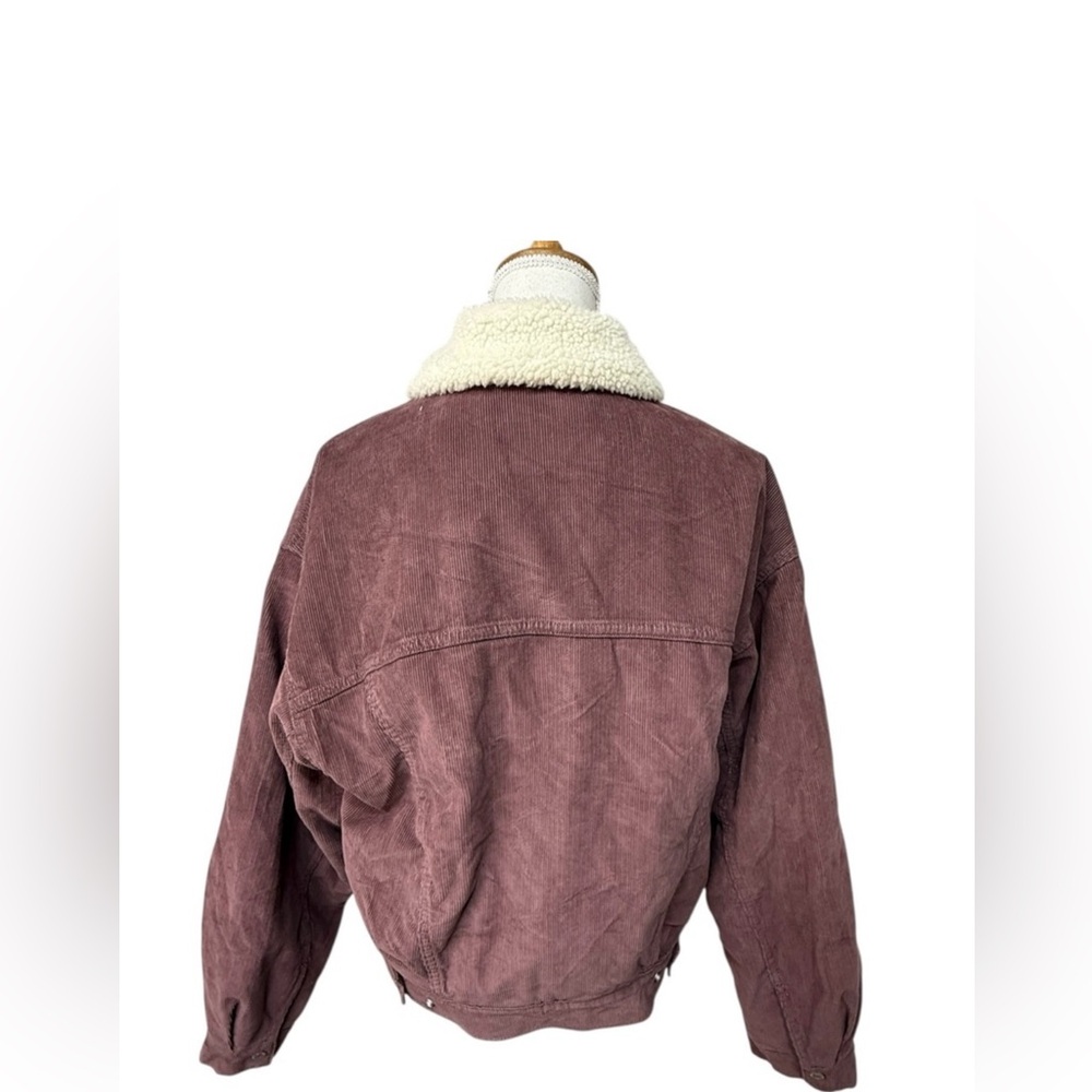 LEVIS 90s TRUCKER JACKET WOMENS SIZE XS FADED RED CORDUROY SHERPA - Picture 5 of 12